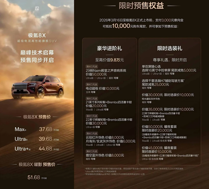 极氪8X预售价格
